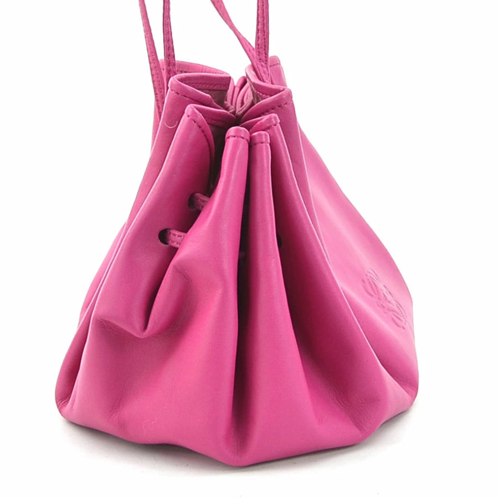 Loewe Crossbody Shoulder Bag Anagram Leather Magenta Gold - Picture 2 of 5